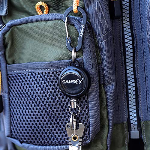 SAMSFX Fly Fishing Zinger Retractor for Anglers Vest Pack Tool Gear Assortment Combo 3pcs in Pack - color: Carabiner and Retractors, 24" Nylon Cord