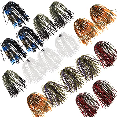 18 Bundles Silicone Jig Skirts, 50 Strands Fishing Lure Skirts Spinnerbait Squid Jig Replacement DIY Lures Kit - color: Type B