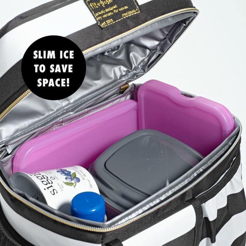 Cool Coolers by Fit & Fresh 4 Pack XL Slim Ice Packs, Quick Freeze Space Saving Reusable Ice Packs for Lunch Boxes or Coolers - color: Purple 8 PK