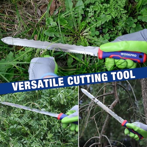 WORKPRO 11-Inch Insulation Knife, Stainless Steel Blade Insulation Cutter, Double Side Serrated Sharp Duct Knife for Heat Material Foam, RockWool, Styrofoam, Sod Cutter Garden Knife for Lawn Repair - size: 11 Inch