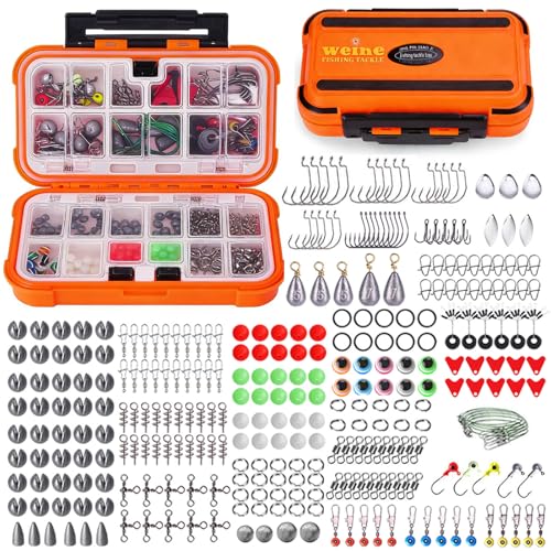Fishing Accessories Kit, 308-Piece All-in-One Fishing Gear Set with Organized Tackle Box, Hooks, Weights & Rigs for Freshwater/Saltwater, Bass, Crappie - Perfect Fishing Gifts for Men