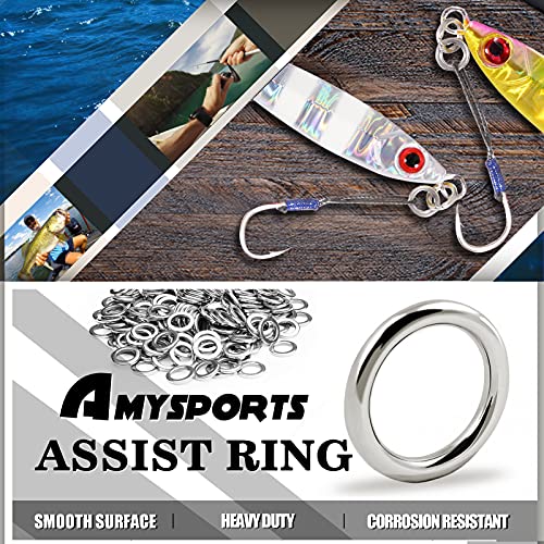 AMYSPORTS High Strength Solid Ring Fishing Lure Connector Fishing Rings Kit Line Saltwater Solid Ring Fishing Freshwater Loop - size: Size4 (150lb) 50 pcs