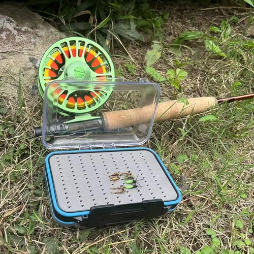 Aventik Waterproof Fly Box for Fly Fishing Double Sides Large Capacity Fly Fishing Box Streamer & Dry Fly Storage Saltwater & Freshwater - size: Size C:6.08x4x1.57inch