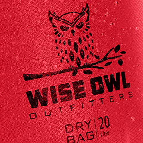 Wise Owl Outfitters Waterproof Dry Bag 3-Pack – Lightweight & Airtight 5L/10L/20L Small & Large Dry Bags for Kayaking, Beach, Travel, Boating, Hiking - color: Red
