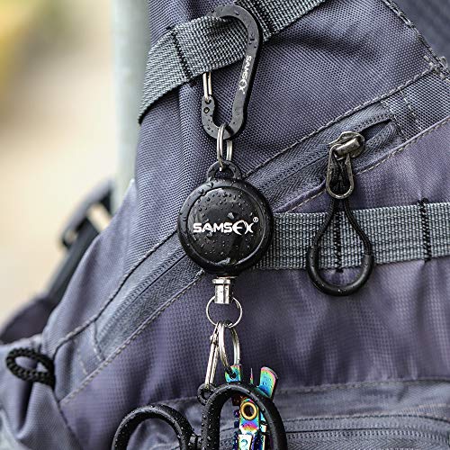SAMSFX Fly Fishing Zinger Retractor for Anglers Vest Pack Tool Gear Assortment Combo 3pcs in Pack - color: Carabiner and Retractors, 24" Nylon Cord