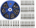 AGOOL Barrel Swivel Snap Kit - 50pcs Barrel Swivels with Safety Snaps High Strength Fishing Quick Connect Snap Swivels with Solid Ring Fishing Tackle Accessories Box Kit Size 4#,6#,8#,10#,12#,14# - color: 50pcs-black