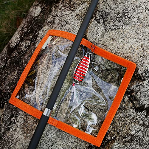 Raprance Fishing Lure Wraps 4 Packs Clear PVC Bait Hook Covers Keeps Fishing Safe Easily See Lures（Orange,M） - size: Medium