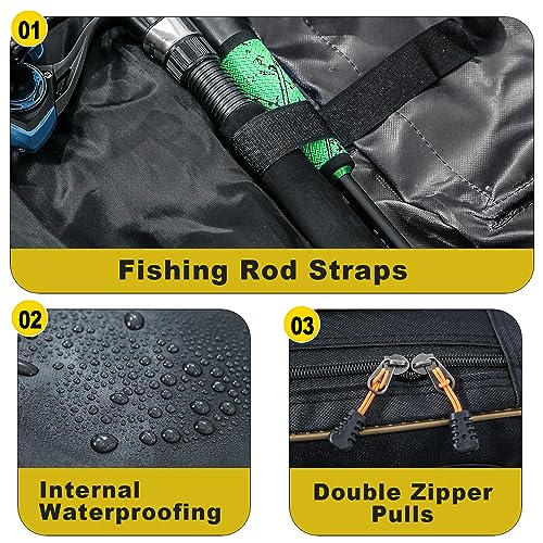 Sougayilang Fishing Rod Case Organizer Pole Storage Bag Fishing Rod and Reel Carrier Organizer for Travel - color: Black-Length: 165cm/65in