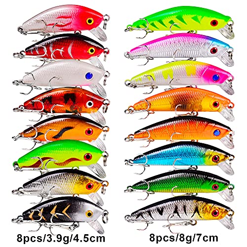 Bass Fishing Lures Kit Set Topwater Hard Baits Minnow Crankbait Pencil VIB Swimbait for Bass Pike Fit Saltwater and Freshwater - color: 008-53pcs