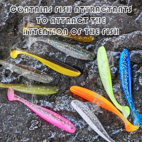 Fishing Soft Plastic Lures | Paddle Tail Swim Baits, Swim Baits for Bass Fishing, Paddle Tail, Crappie Lures - color: F-100PCS