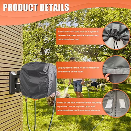 Garden Wall Mounted Retractable Hose Reel Cover, 450D Oxford Polyester Coated Tarp, 100% Waterproof Sunscreen Hose Reel Cover, for:Giraffe tools,Ayleid,Gardena and More.grey,24"L x18"Wx24H" - size: 24" x 18" x 24"