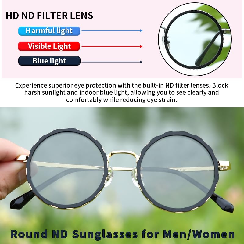 1-9 Gears Adjustable Sunglasses for Men Fishing Uv405 Round Polarized Filter