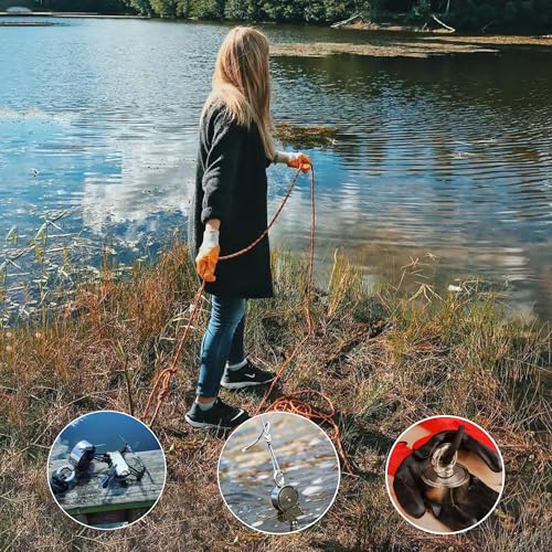 MUTUACTOR Double-Sided Fishing Magnet Kit,Combined 760lbs Fishing Magnets Heavy Duty,Φ2.36''Permanent Neodymium Rare Earth Magnet with 65Ft Salvage Rope Sturdy Gloves Bag for Recovery Treasures - style: 760lb Magnet(Double Sided)--Φ 2.36"