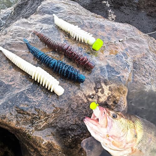 Ned Rig Jig Heads Finesse Worms Kit | Soft Plastic Worms Lure for Bass Fishing Swimbait Lures Weedless Jig Head Kit Fishing Gift for Men