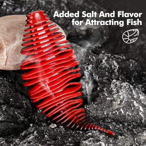 4.15'' Soft Swimbait Fishing Soft Plastic Lures 8pcs/24pcs Double-Color Lure for Bass Fishing Worms for Largemouth Bass - style: Red+black