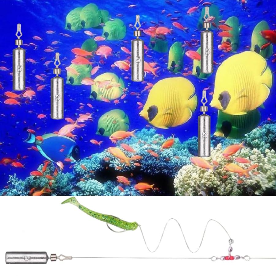 50Pcs Fishing Weights Sinkers Drop Shot Weights Pencil Skinny Sinkers with Barrel Swivel Casting Sinkers Catfishing Sinkers Lead Weights Sinkers for Saltwater Freshwater Fishing-(3.5-10g) - size: 3/16oz(5g)-50 Pack