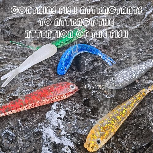 Fishing Soft Plastic Lures | Paddle Tail Swim Baits, Swim Baits for Bass Fishing, Paddle Tail, Crappie Lures - color: G-60PCS