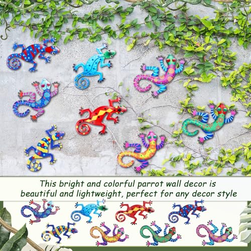Tandefio 8 Pcs Metal Wall Decor Wall Art Hanging Decorations Outdoor Indoor Sculptures for Garden Fence Pool Home Porch(Lizard, Gecko) - style: Lizard, Gecko