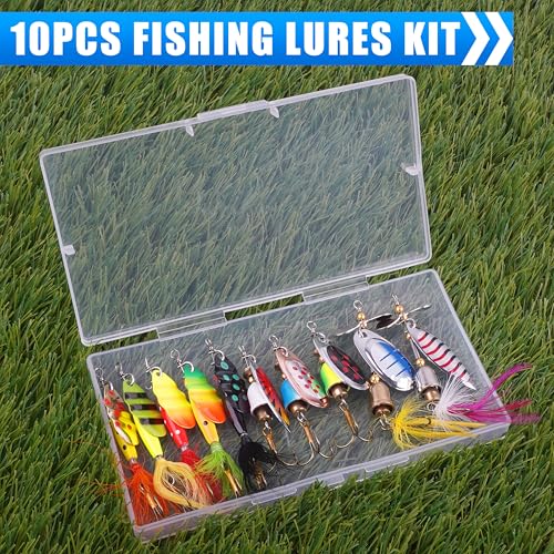 Spinnerbaits Rooster Bait Tail Fishing Lures Kit Inline Spinner Spoon Lures Bass Salmon Trout Hard Metal Spinner Baits for Saltwater Freshwater - style: 10pcs Spinnerbaits-b