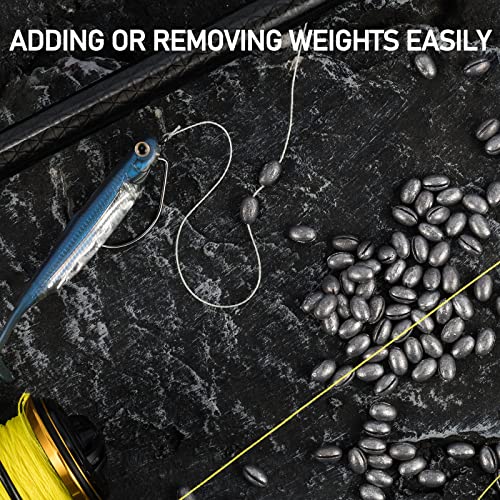 Dr.Fish 100 Pack Oval Split Shot Sinkers, Lead Fishing Weight Clip On Fishing Line Tackle Fly Fishing Freshwater Crappie Trout - size: 1/40oz
