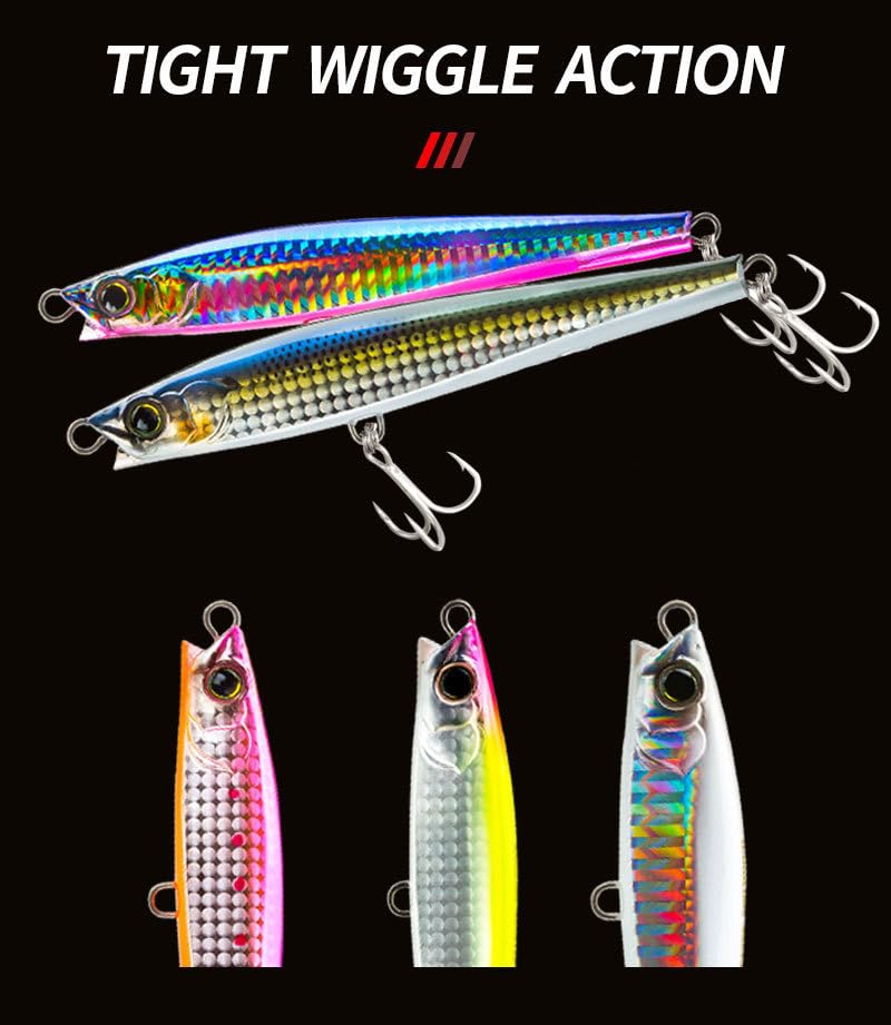3pcs Saltwater Fishing Lure Long Cast Sinking Jerkbait Swimbait Wobbler Artificial Hard Bait - Mixed Color for Trout Bass Sea Bass (AH1247-4.7'' 1.7oz) - color: AH1247-4.7'' 1.7oz