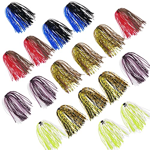18 Bundles Silicone Jig Skirts, 50 Strands Fishing Lure Skirts Spinnerbait Squid Jig Replacement DIY Lures Kit - color: Type A