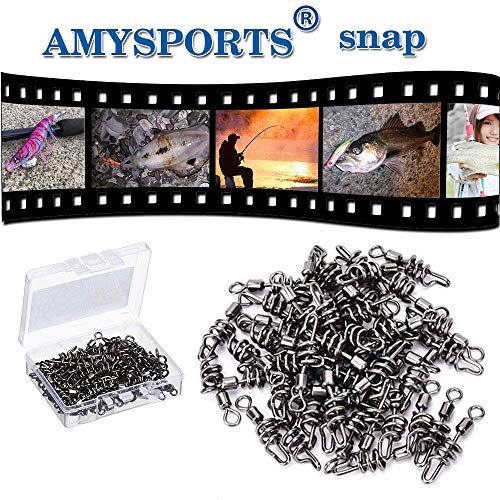 AMYSPORTS Fishing swivels Corkscrew snap swivels Fishing Tackle swivels Saltwater Freshwater Leader Lure jigs line Connector - size: Size10 (31lb) 50 pcs
