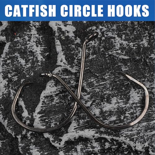 Circle Hooks Saltwater Catfish Fishing Hooks,50/100pcs Octopus Offset Sport Circle Fish Hooks for Catfish Rigs Bass Fishing Saltwater Freshwater Hook Size:8#-10/0 - size: 50pcs_9/0