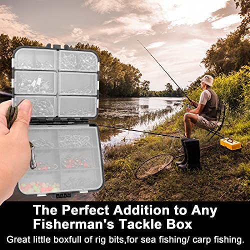 Realure 160 Pcs/box Fishing Swivel Snaps Kit Sea Fishing Barrel Swivel Snaps Ball Bearing Swivels Fishing Tackle with Multiple Fishing Swivels and Clips Luminous Fishing Beads for Saltwater Freshwater