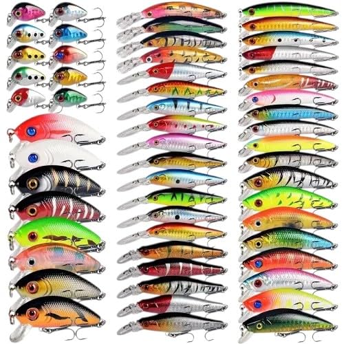 56pcs/Set Lot Mixed Bionic Fishing Lures Minnow Hard Artificial Bait Crankbait