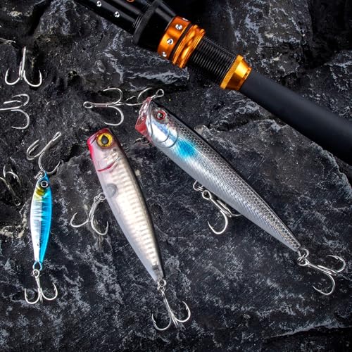Dr.Fish 30 Pack Hybrid Fishing Treble Hooks 2X Strong, #14-#3/0, Triple Hooks High Carbon Steel Hollow Point, Replacement Hard Lures Crankbait Freshwater Saltwater - size: #14-30 Pack