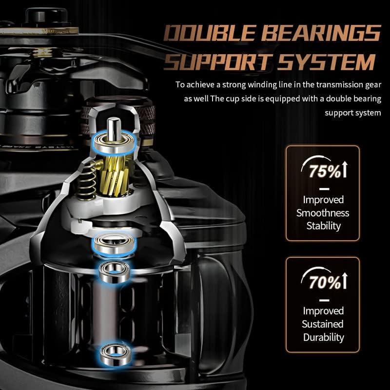 HIAW Pro Baitcasting Fishing Reel 11+1BB 7.2:1/5.4:1 High-Speed Gear Ratio,21LB Drag Power,Ultra Smooth, Compact Design,Durable and Long-Lasting - color: 7.2 Deep Spool Left Hand