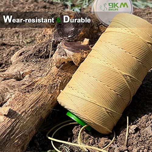 9KM DWLIFE Braided Kevlar Cord, 100lb~2000lb, High Tensile Strength, Abrasion, Flame Retardant, Kite String, Fishing Line, Model Rocket Shock, Tactical Survival Paracord - size: 100lb | 0.8mm(Dia.)x1000ft
