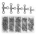 AGOOL Fishing 3 Way Swivels Kit - 100pcs Cross Line Barrel Swivels Triple Swivels Crossline T-Turn Swivels T-Shape Fishing Line Connector Three Way Swivels Catfish Tackle for Saltwater Freshwater