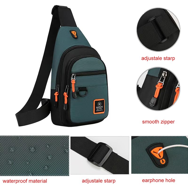 Sling Bag Small Sling Backpack Travel Backpack Hiking Daypack Adjustable Shoulder Strap Chest Bag Multipurpose Cross Body Bag(Green) - color: Green
