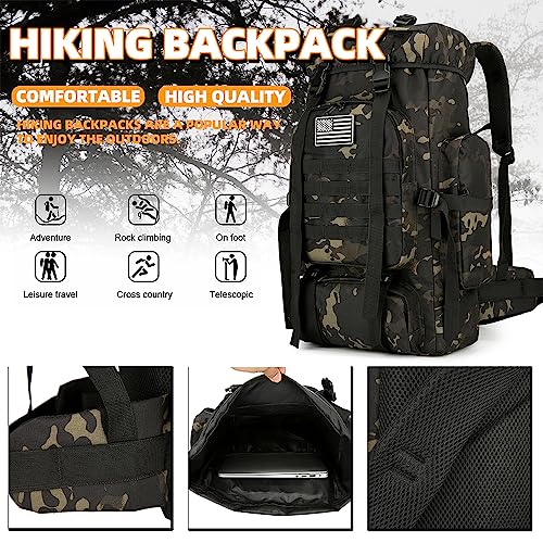 45L Hiking Backpack Waterproof Travel Daypack Camping Backpack for Men Women (Black) - color: Black Cp