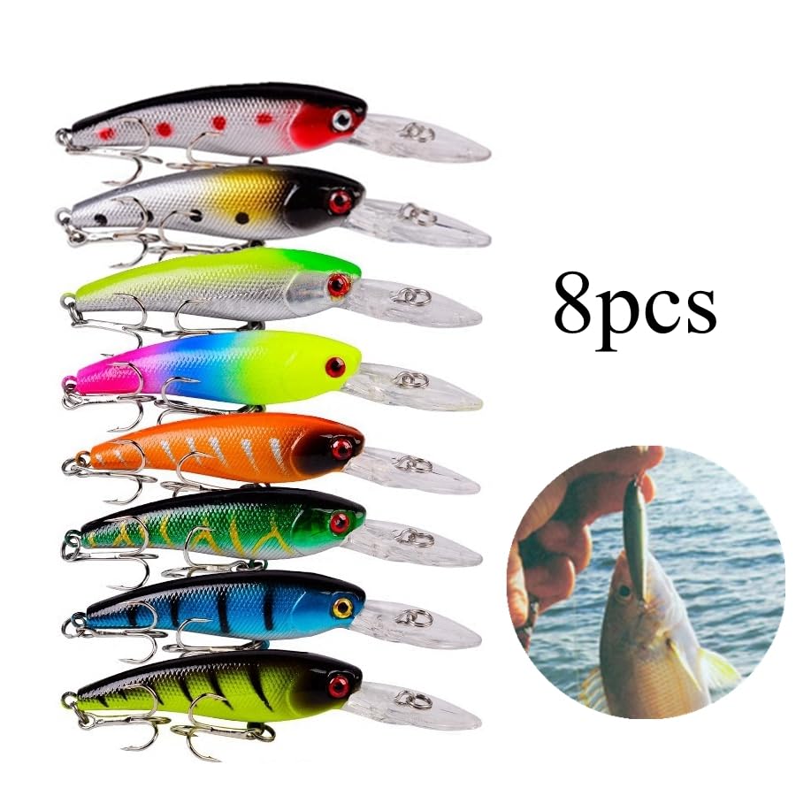 8pcs Fishing Lures Set Minnow Swimbait Baits, Artificial Minnow Lifelike Lures, Fishing Tackle Crank Bait for Trout Bass Salmon