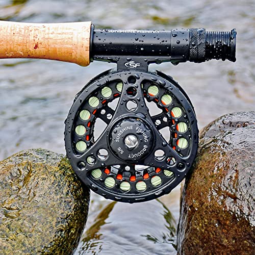 SF SF-001 Large Arbor Fly Fishing Reel with Aluminum Alloy Body 3/4wt 5/6wt 7/8wt Die Cast Pre-Loaded Fly Reel with Line Combo for Trout Bass Carp Pike Panfish - color: Matt black-Unloaded, size: 7/8wt
