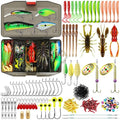 TRUSCEND Complete Fishing Lures - Tackle Box with Tackle Included - Crankbaits, Minnows, Frogs, Vibes, Poppers, Spinners, Spoons, Soft Baits, Hooks & Weights Accessories Kit for Bass Panfish Trout - color: A-128pcs Economic Kit