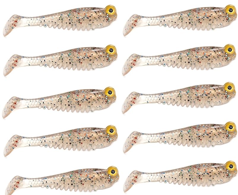 10Pcs Glow in The Dark Fishing Lures, Soft Plastic Swimbaits for Freshwater or Saltwater Use, Walleye Fishing Lures for Night Fishing Bass, Crappie, and Trout - color: Flash Pink