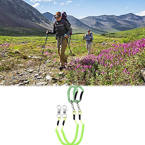 HERCULES M4 Fishing Lanyard, Fishing Pole Tether, Kayak Paddle Leash, Heavy Duty Retractable Coiled Lanyard for Fishing, Rods, Pliers, Boating, Paddles, Kayak - color: Pack of 2 Green (17.7" Plus, 5.9")
