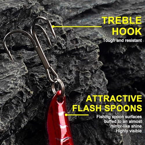 Fishing Spoons Lure Jigs, 5pcs Jigging Spoon Saltwater Fishing Lures Slow Vertical Jigs Metal Baits for Trout Bass Tuna Salmon Sailfish Snapper - color: B-5pcs, size: 1/4oz(7g)