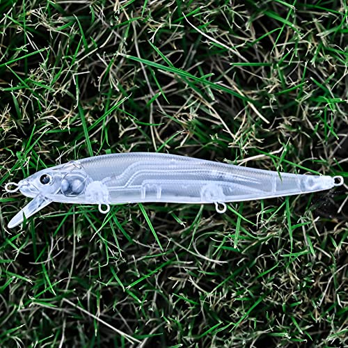 Unpainted Jerkbait Fishing Lure Blanks - 20 Minnow Lures with Free Eyes, SwimBaits for Bass