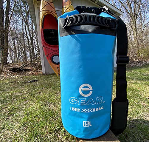 Enthusiast Gear Insulated Dry Bag Floating Cooler – 10L / 15L / 25L Roll Top, Leak Proof, Waterproof, Collapsible, with Padded Shoulder Strap - Perfect for Kayaking Fishing Beach - color: Blue, size: 15 Liter
