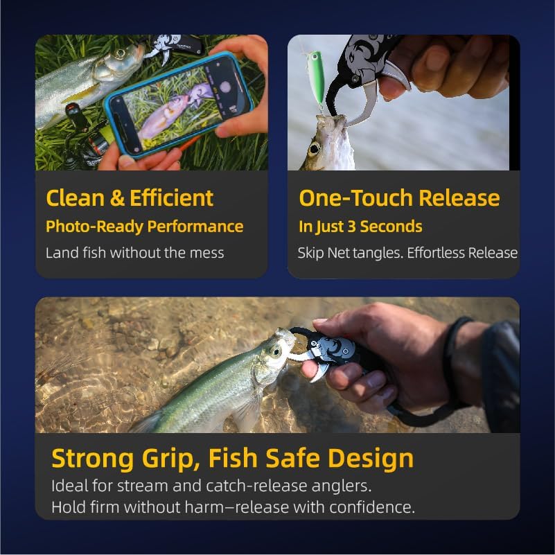 GOMEXUS Fish Lip Gripper, Portable Lightweight Fish Gripper, Aluminium Fish Grabber Tool, Lip Grippers Fishing, Mini Fishing Gripper with Lanyard - color: Purple