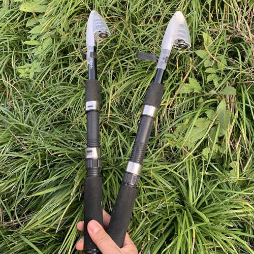 Tripquips Fishing Pole Combo, 6.9ft 2Pcs Telescopic Rods Set, Collapsible Fishing Rods, 2PCS Spinning Reel Set with Carrier Bag Freshwater Fishing Rod and Reel Combos Kits - color: Blue Fishing Combos