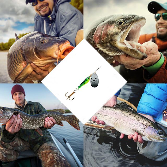 4Pcs Fishing Lure Spinner Baits, Spinner Bait Bionic Hard Baits,Metal Rotating Sequin Fishing baits for Bass, Trout, Walleye, Northern Pike and Salmon