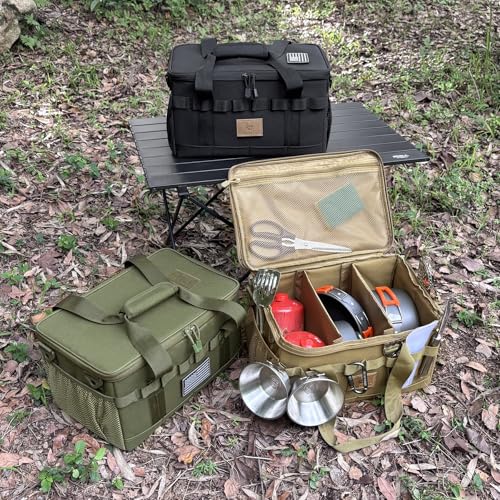 Tactical Camping Storage Bag 18L Tactical Utility Tote Bag Camping Cookware Organizer Trunk Organizer (Black) - color: Black