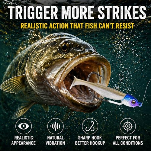 Swimbait Jig Heads for Bass Fishing, Weighted Jig Hooks for Paddle Tail Soft Plastic Lures, 3/16oz 1/4oz 3/8oz 1/2oz High Carbon Steel, Freshwater Saltwater Fishing - color: Shadow Shad, size: 3/8oz