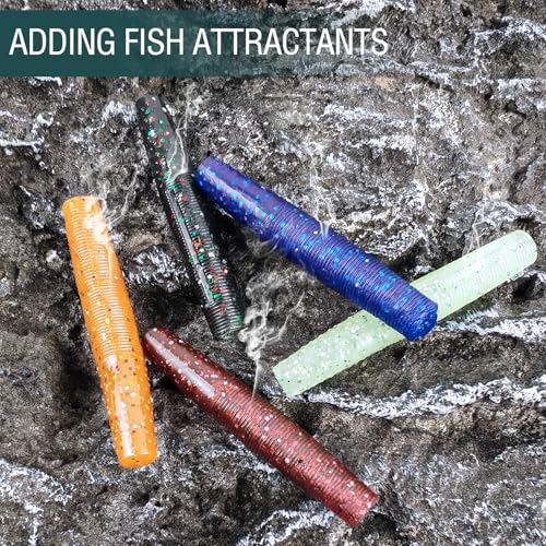 30 Pcs Finesse Ned Worms Soft Plastic Fishing Lures for Bass Fishing 5 Colors Mixed 2.6in/0.15oz